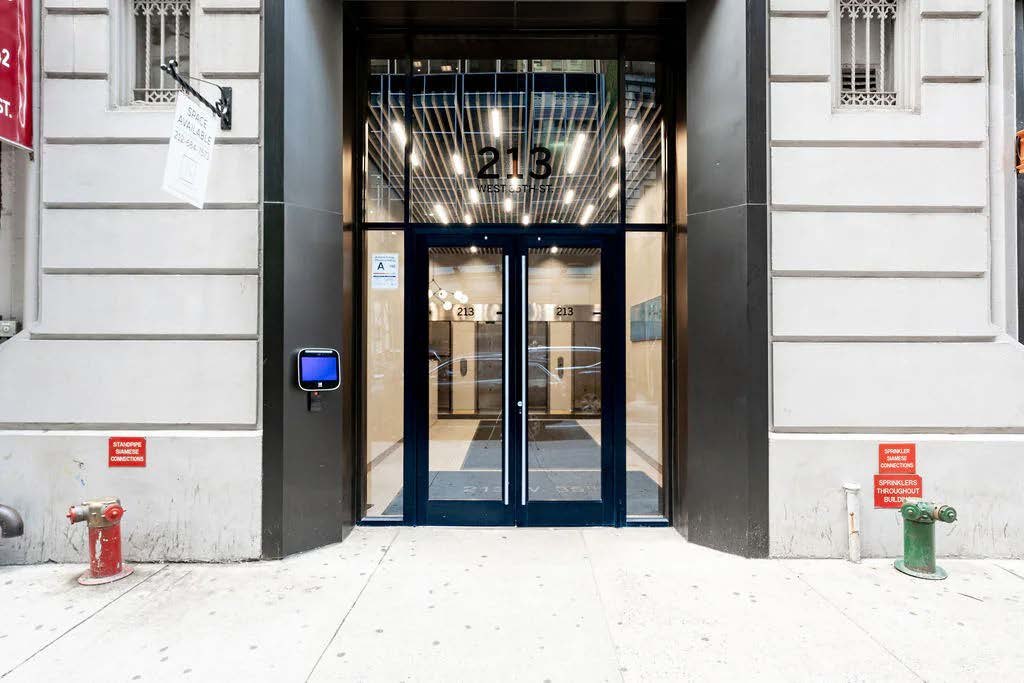 The entrance at 213 West 35th Street